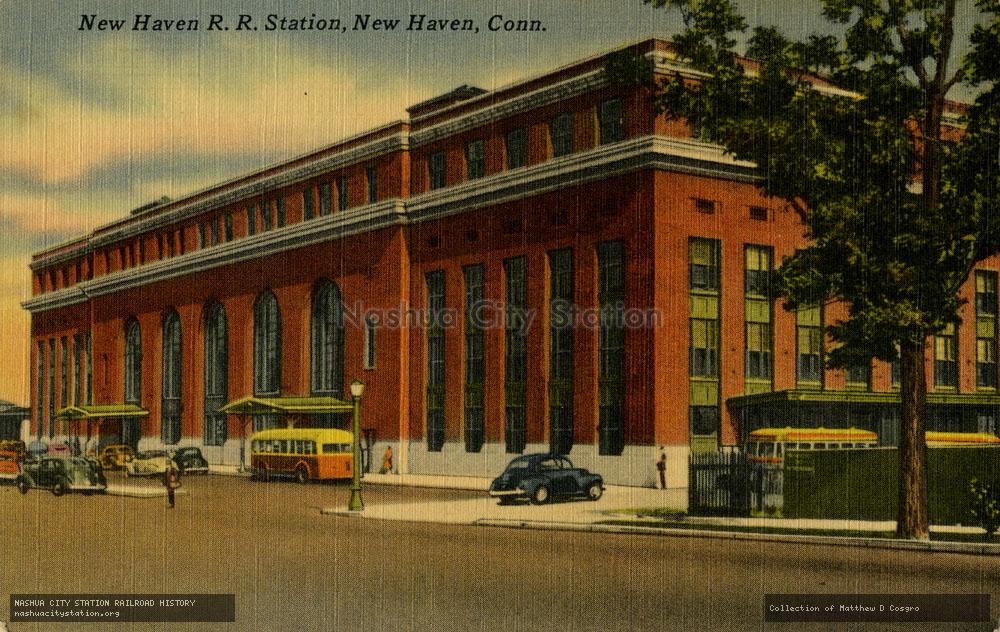 Postcard: New Haven Railroad Station, New Haven, Connecticut